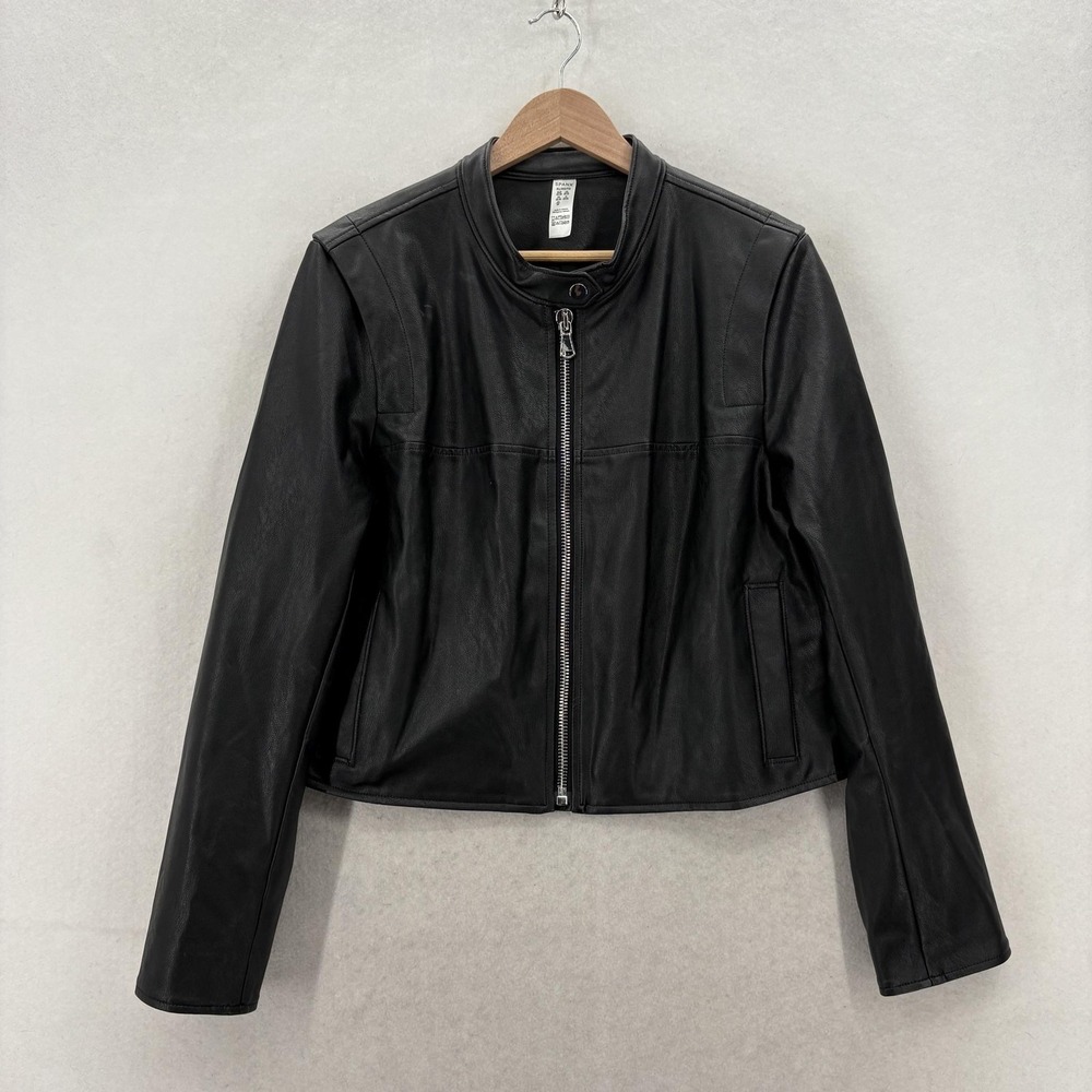 Spanx Faux Leather Moto Jacket Womens XL Luxe Black Stretch Smoothing Biker